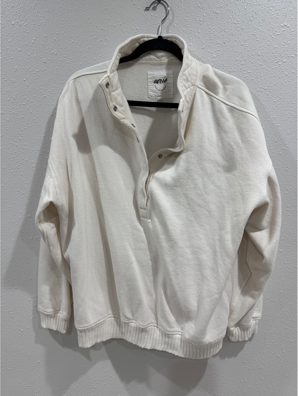 Aerie Oversized Snap Front Funnel Neck Sweatshirt Pullover Women’s Size Small